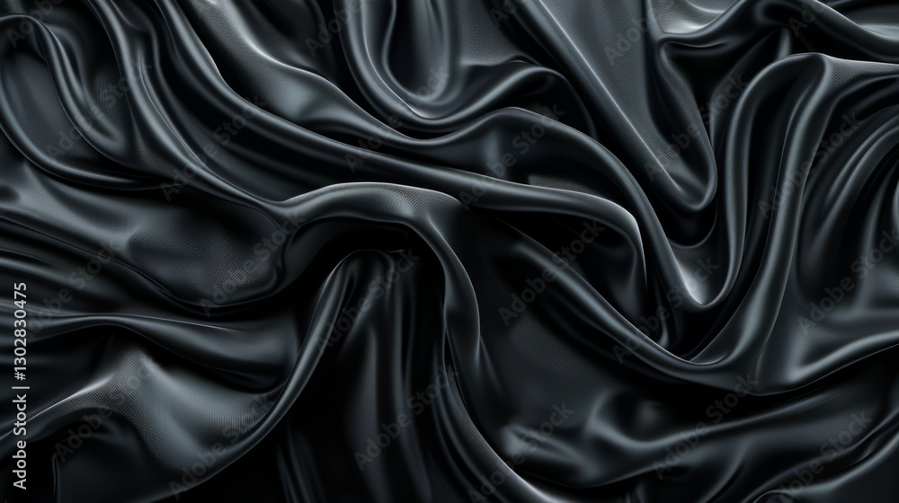 A close-up of luxurious dark gray silk fabric, showcasing its intricate texture and delicate folds, creating an atmosphere of mystery and elegance A close-up of luxurious dark gray silk fabric, showcasing its intricate texture and delicate folds, creating an atmosphere of mystery and elegance