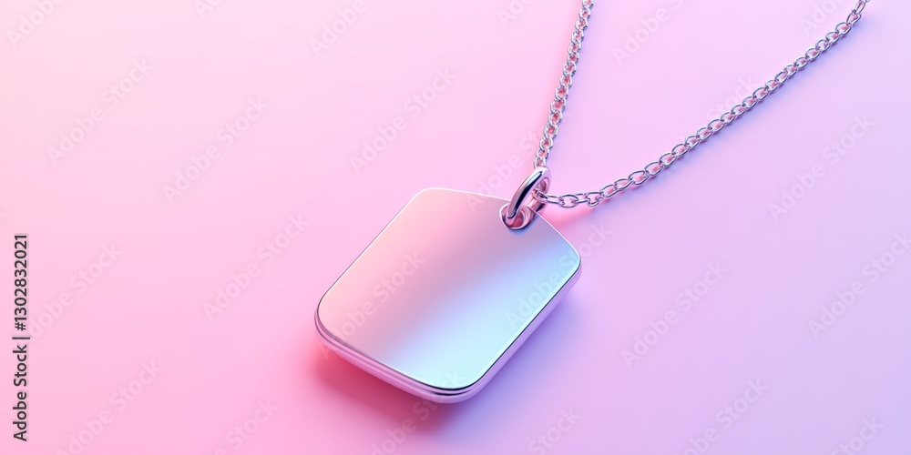 Fototapeta premium Soft Pastel 3D Dog Tag Necklace Isolated on Gradient Background