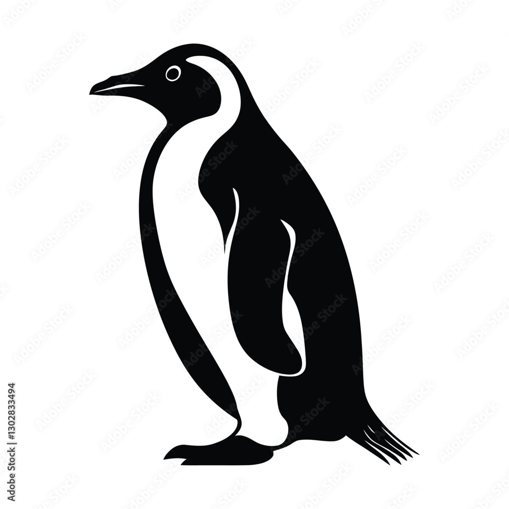 Obraz premium Penguin vector silhouette illustration black color