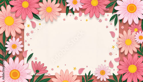 Colorful floral greeting card design with asters, joyful celebration