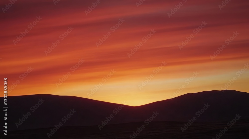 Dramatic Sunset Sky Over Mountain Peaks Silhouette Landscape View Dramatic Sunset Sky Over Mountain Peaks Silhouette Landscape View