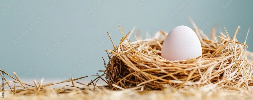The simplicity of nature showcased in a close-up of an egg and its nurturing nest. The simplicity of nature showcased in a close-up of an egg and its nurturing nest.