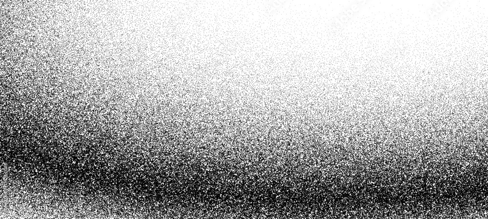 Obraz premium Noise grain wave background. Vector dotwork pattern. Black stipple sand dot grain effect. Abstract grunge monochrome surface, overlay with stochastic stipple spray. Dotted texture with subtle gradient