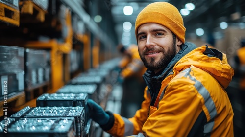 Technicians Working in Electric Vehicle Battery Recycling Plant