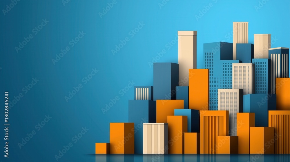 Abstract Representation of Disruptive Business in Urban Environment with Geometric Shapes and Colors Abstract Representation of Disruptive Business in Urban Environment with Geometric Shapes and Colors