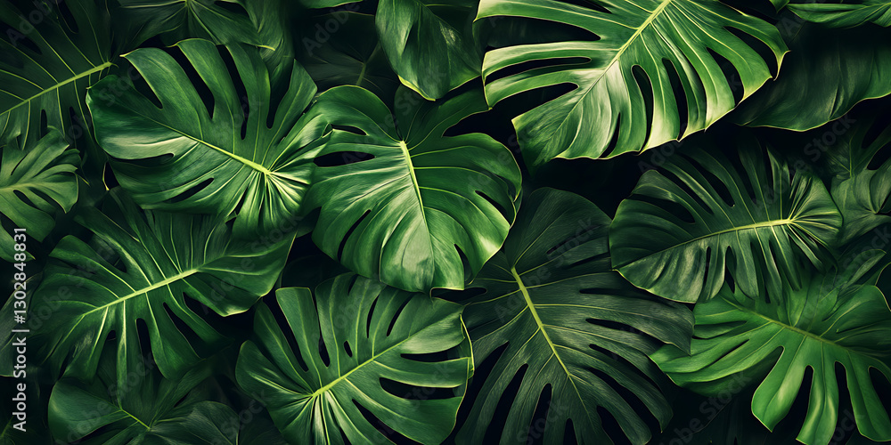 Fototapeta premium Lush Tropical Foliage Wallpaper for Vibrant and Exotic Interior Aesthetics