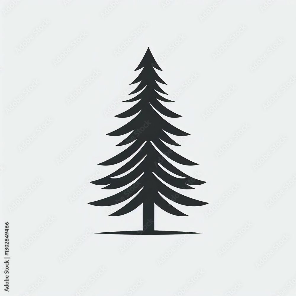 Obraz premium Simple Black Pine Tree Silhouette