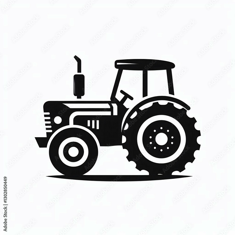 Fototapeta premium Classic Tractor Icon Black Silhouette