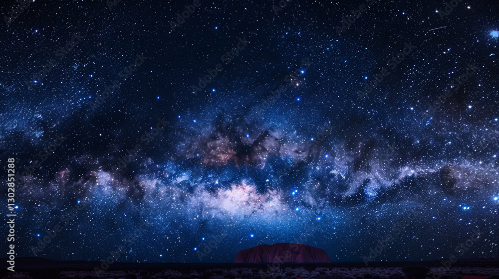 Fototapeta premium Milky Way over Uluru-Kata Tjuta National Park, Australia, iconic monolith