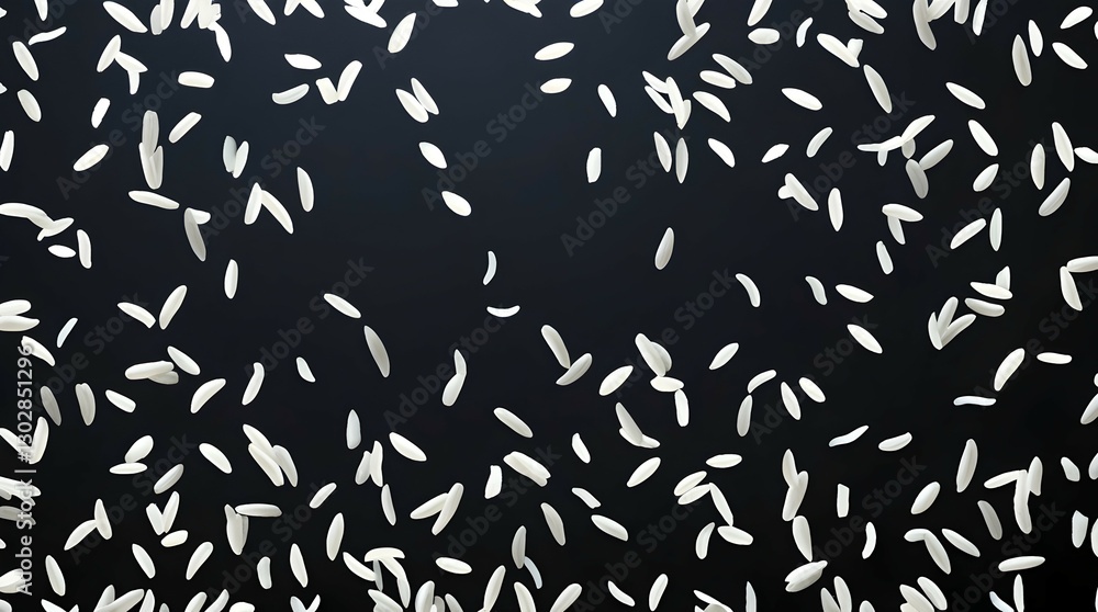 rice grains floating in dark space creating dynamic effect for use in food advertising or conceptual photography rice grains floating in dark space creating dynamic effect for use in food advertising or conceptual photography