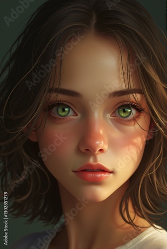 Wallpaper Mural Portrait of a young woman with bright green eyes Torontodigital.ca