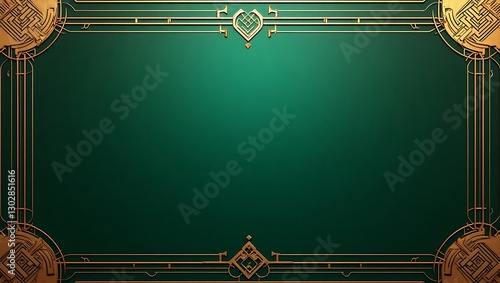 Elegant Green and Gold Art Deco Frame Design