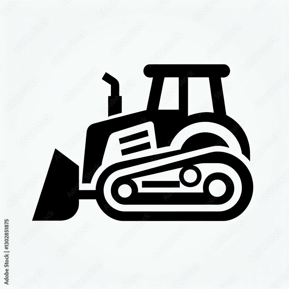 Naklejka premium Bulldozer Icon Heavy Equipment Silhouette