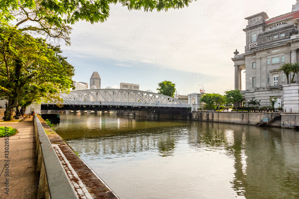 Anderson Bridge over Singapore River in downtown of Singapore Anderson Bridge over Singapore River in downtown of Singapore