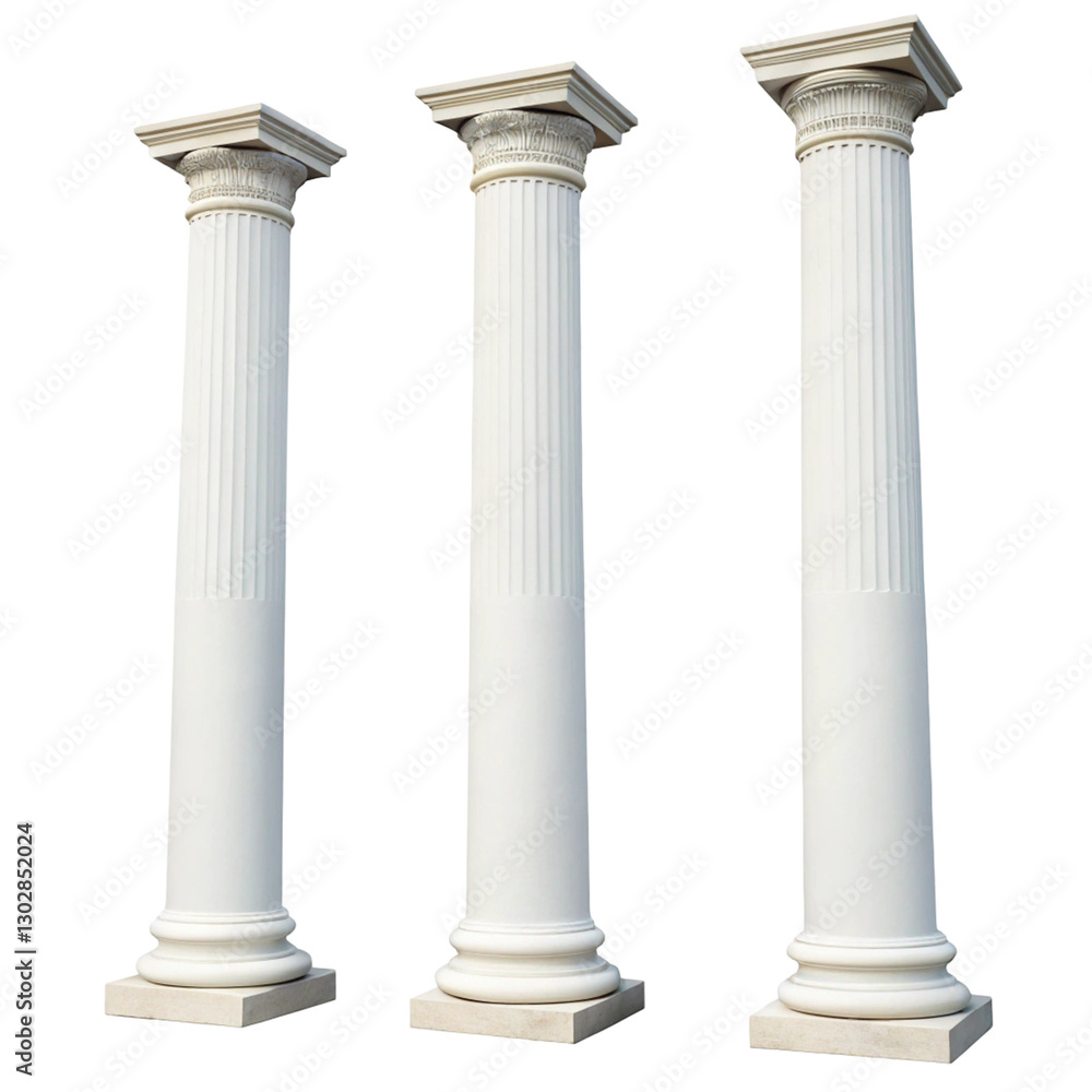 Three White Columns in a Row isolated on transparent background
Three White Columns in a Row isolated on transparent background