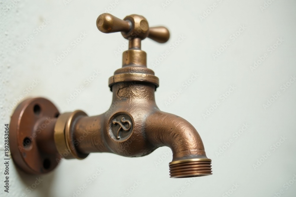 A Close-Up View of an Ornate Antique Bronze Faucet Mounted on a Wall A Close-Up View of an Ornate Antique Bronze Faucet Mounted on a Wall