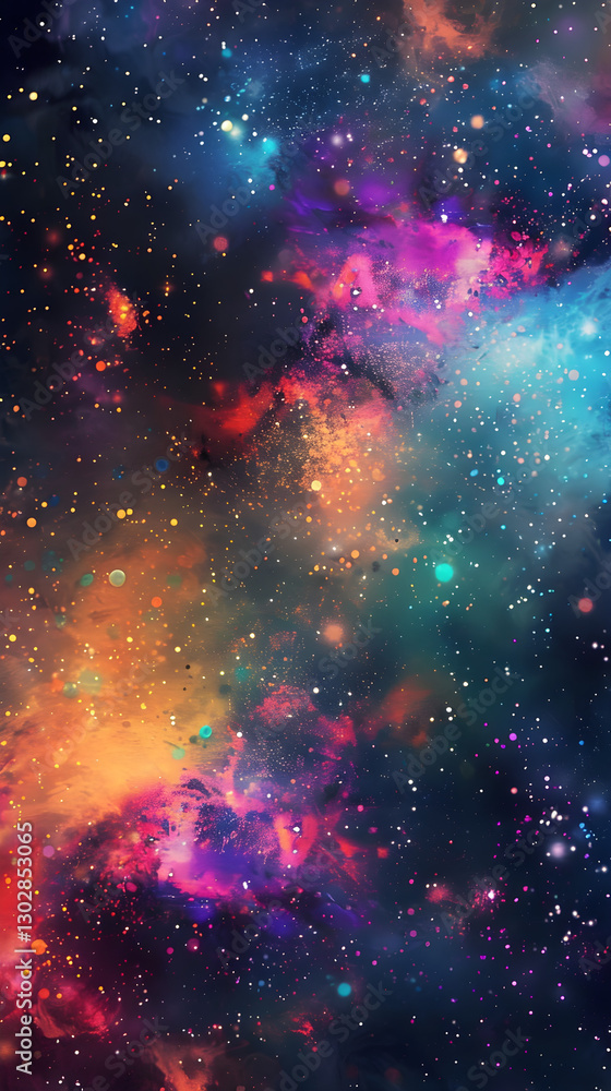 Obraz premium Colorful neon outer space