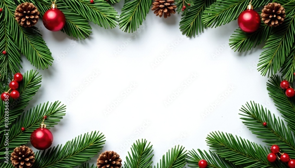 Festive Christmas wreath frame, fir branches, pine cones , holiday frame, fir Festive Christmas wreath frame, fir branches, pine cones , holiday frame, fir
