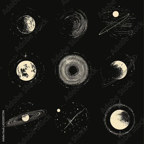 Celestial Planetary System Astrological Celestial Cosmic Universe Collage Art