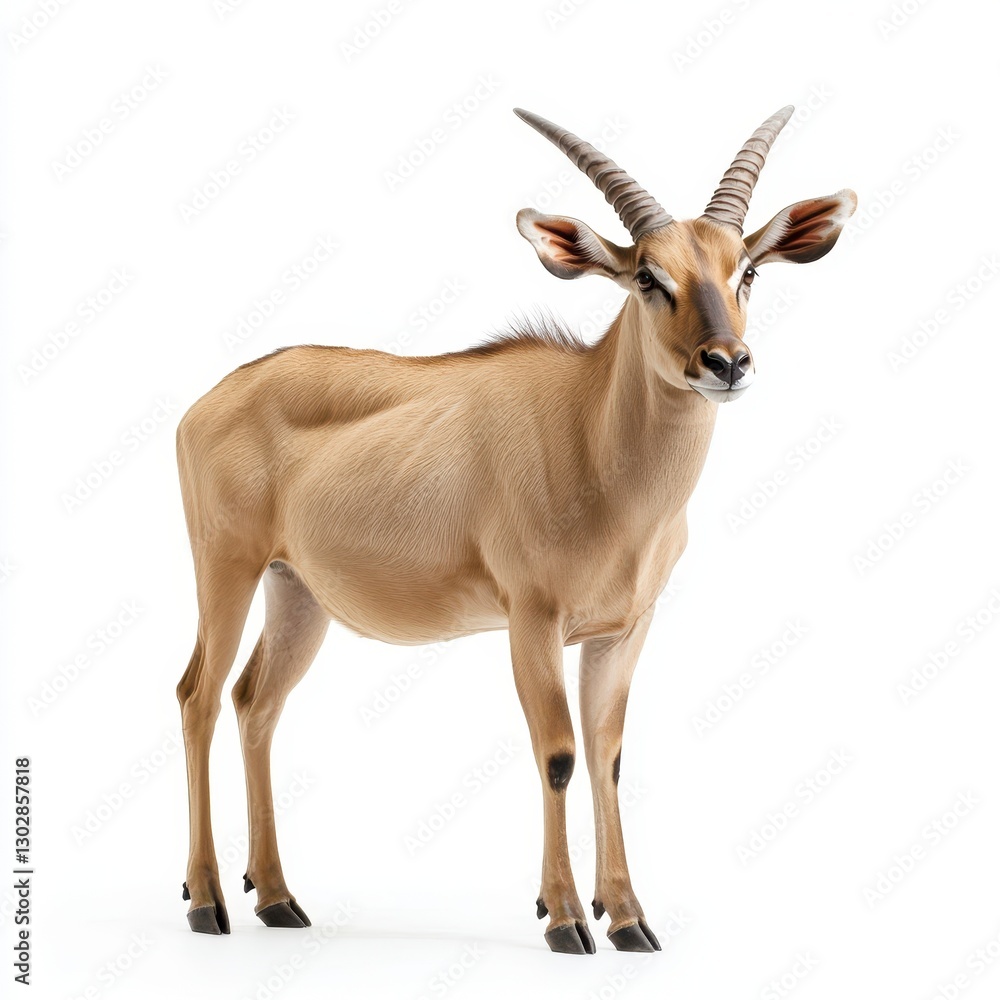 Majestic Antelope Standing Gracefully Against a White Background Majestic Antelope Standing Gracefully Against a White Background