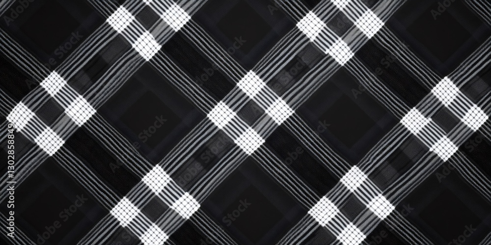 Black and white gingham pattern creating stylish diagonal lines Black and white gingham pattern creating stylish diagonal lines