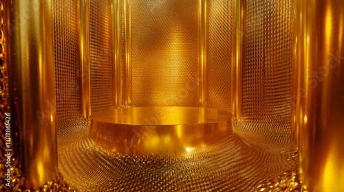Elegant gold podium with chainmail texture for luxurious display design