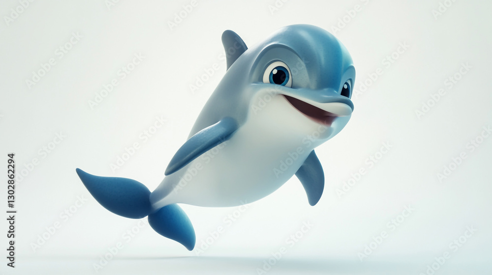 Adorable Cartoon Dolphin Character 3D Render Happy Playful Aquatic Animal Adorable Cartoon Dolphin Character 3D Render Happy Playful Aquatic Animal