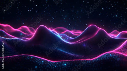 Abstract digital landscape at night