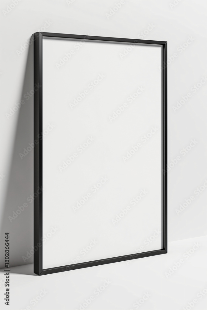 Blank Photo Frame Mockup on Minimalist Wall in Modern Decor Blank Photo Frame Mockup on Minimalist Wall in Modern Decor