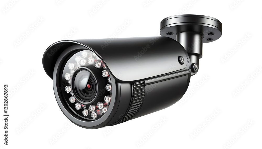 Black bullet security camera with night vision and infrared LEDs on transparent background Black bullet security camera with night vision and infrared LEDs on transparent background