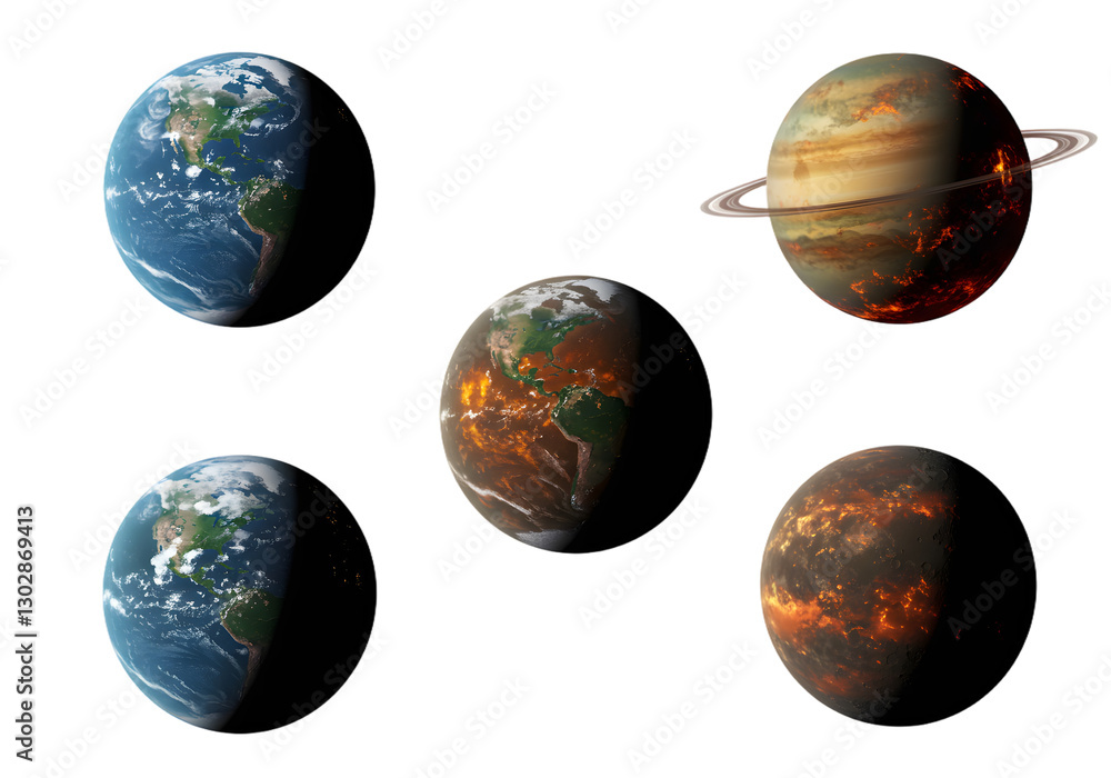 Stunning Collection of Earth and Planetary Concepts with Vivid Colors and Unique Features Displayed in Five Distinct Views Stunning Collection of Earth and Planetary Concepts with Vivid Colors and Unique Features Displayed in Five Distinct Views