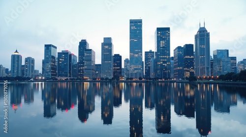 City Skyline With Concentrated Buildings, Modern City Background, Flourishing Modern Cityscape, Beautiful Cityscape Background, Fully Built High-Rise Buildings, City Twilight Landscape