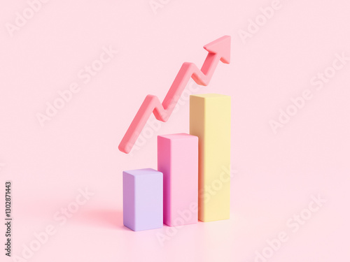 Free Download pastel-colored 3d bar graph illustrating upward growth trajectory - GFXLoad