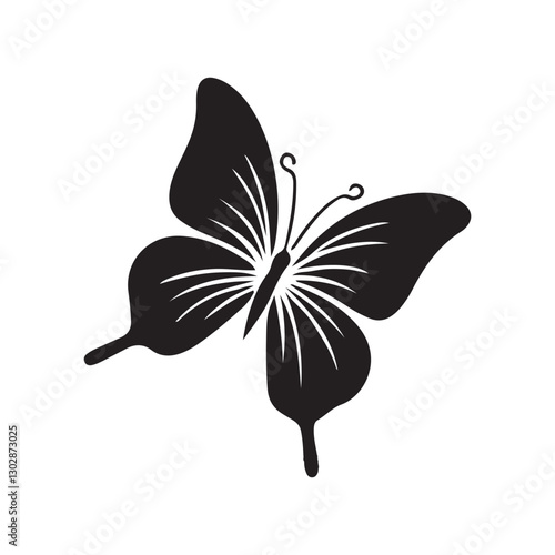 butterfly silhouette vector illustration, flying on white background