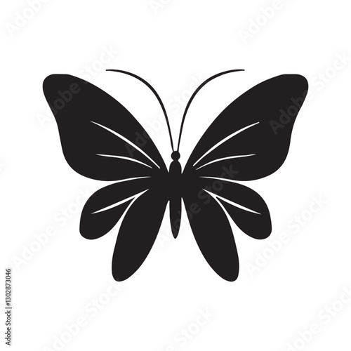 butterfly silhouette vector illustration, flying on white background
