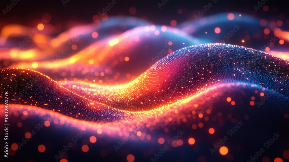 Fototapeta premium abstract visualization of data with vibrant energy waves and glowing lights overlay texture background
