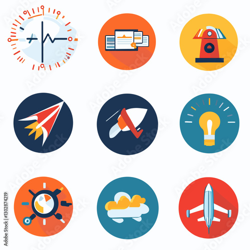 Startup Growth Icons Set Innovation Concepts Launch Idea Future Progress