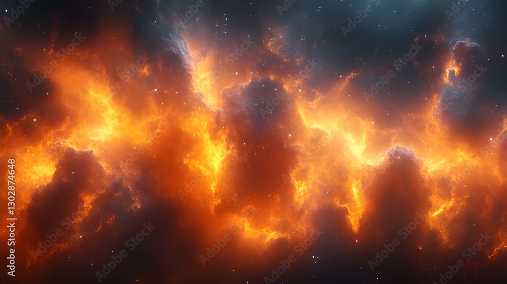 Fiery Nebula Clouds in Cosmic Space Fiery Nebula Clouds in Cosmic Space
