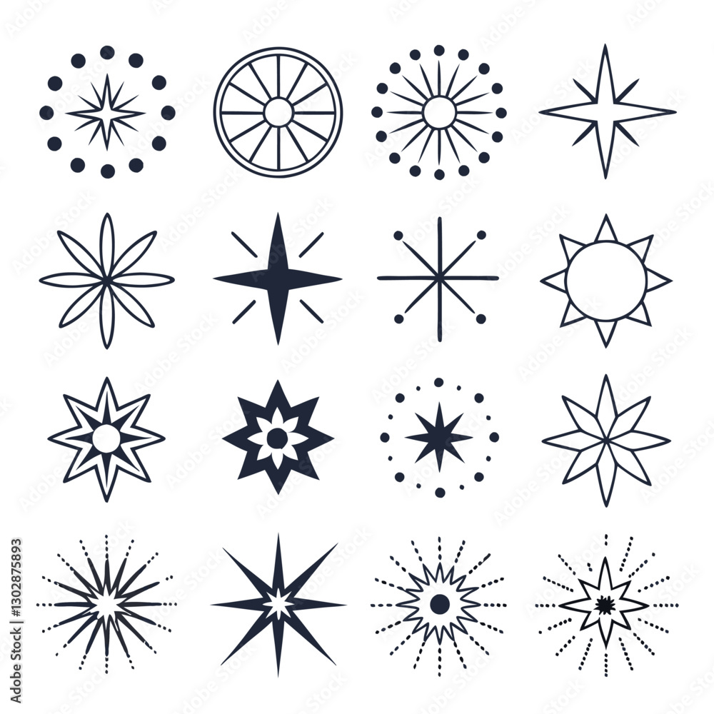 set of snowflakes set of snowflakes