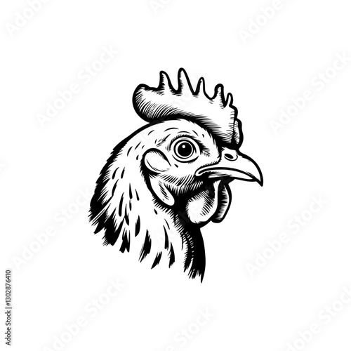Retro engraving illustration of chicken head. Vector illustration
