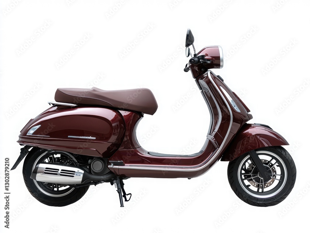 Obraz premium Stylish Retro Scooter In Sleek Burgundy Color Side View