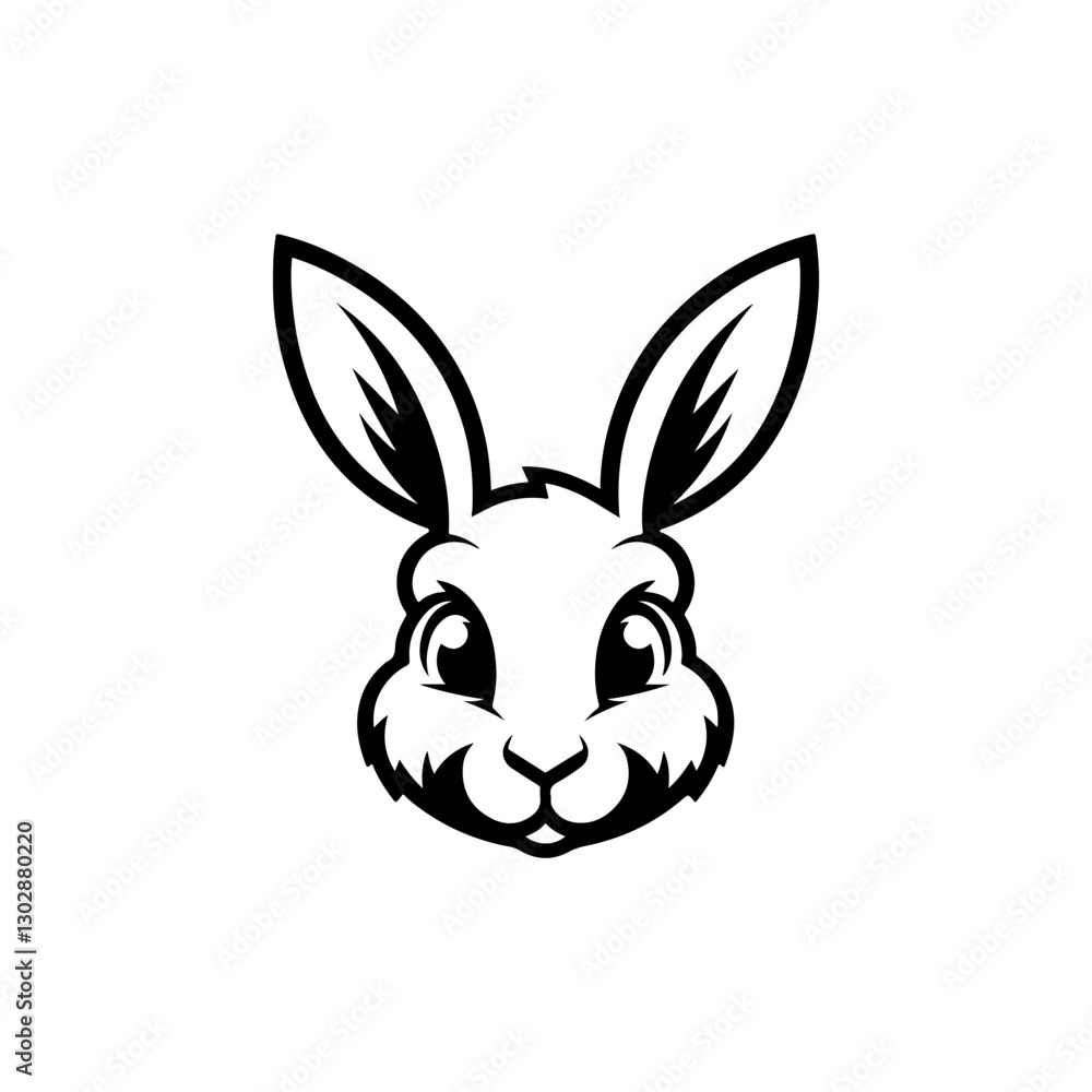 Bunny head sign. Funny easter rabbit emblem. Modern style bunny sign. Vector illustration Bunny head sign. Funny easter rabbit emblem. Modern style bunny sign. Vector illustration