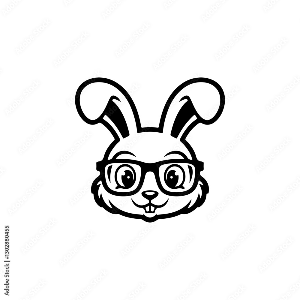 Obraz premium Bunny head sign. Funny easter rabbit emblem. Modern style bunny sign. Vector illustration