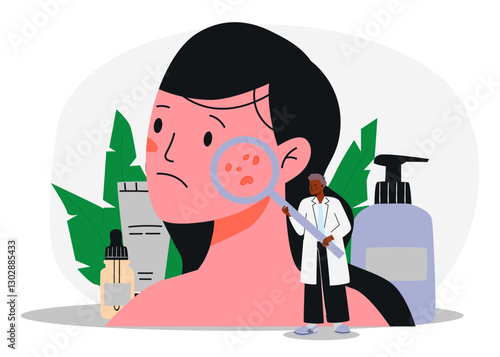 Doctor Dermatologist Examining Acne Skin Treatment