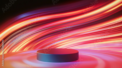 Vibrant abstract background with illuminated podium for modern design concepts