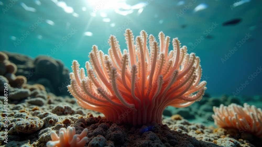 Fototapeta premium Close-up underwater view of a coral reef affected by bleaching and decay