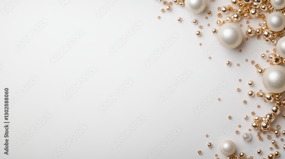 A visually captivating arrangement of white pearls and gold accents on a clean backdrop that signifies luxury, elegance, and a touch of sophistication. A visually captivating arrangement of white pearls and gold accents on a clean backdrop that signifies luxury, elegance, and a touch of sophistication.