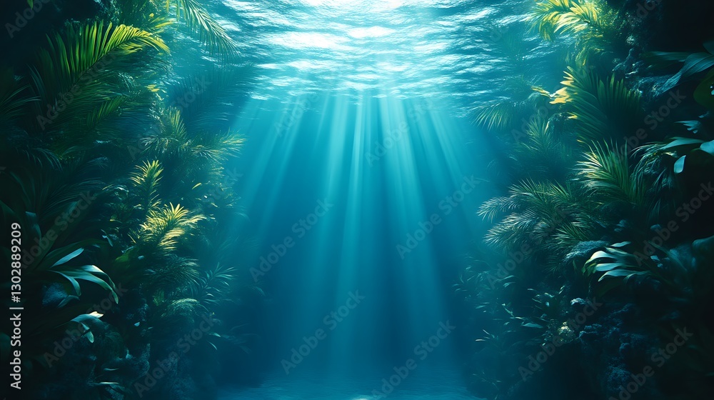 Fototapeta premium Sunlit Underwater Tropical Canyon