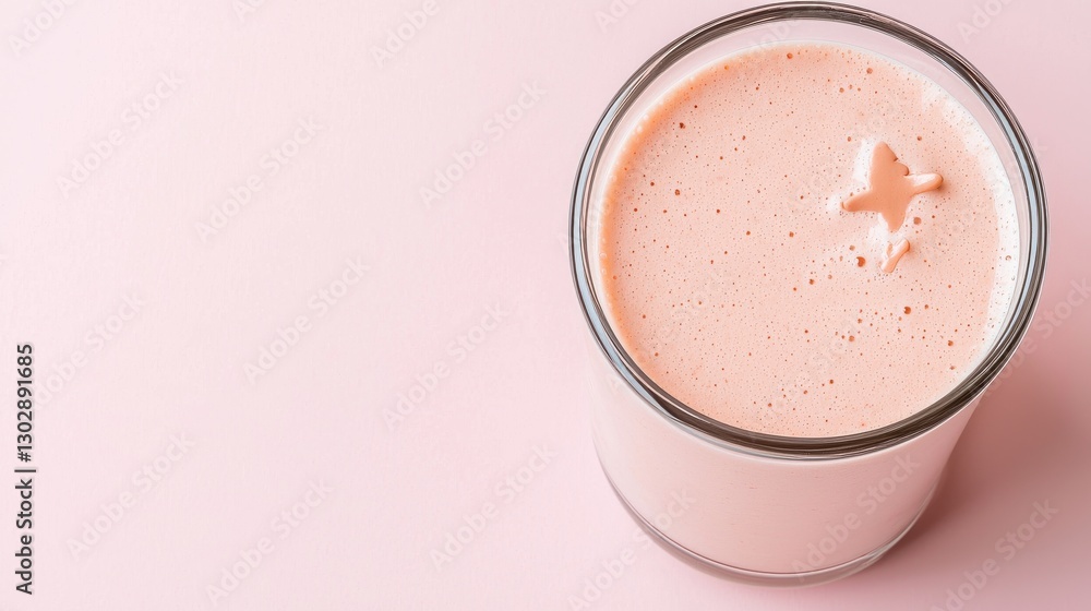 Refreshing Strawberry Smoothie in Glass on Soft Pink Background Refreshing Strawberry Smoothie in Glass on Soft Pink Background