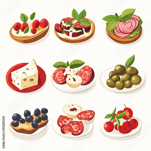 Assorted Appetizers: Bruschetta, Olives, Cheese, Salami & Fresh Ingredients